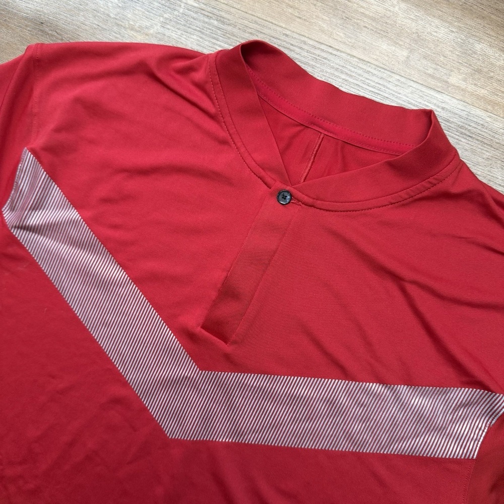 Nike Polo Shirt Men Medium Red Tiger Woods Performance Blade Collar Golf Stretch